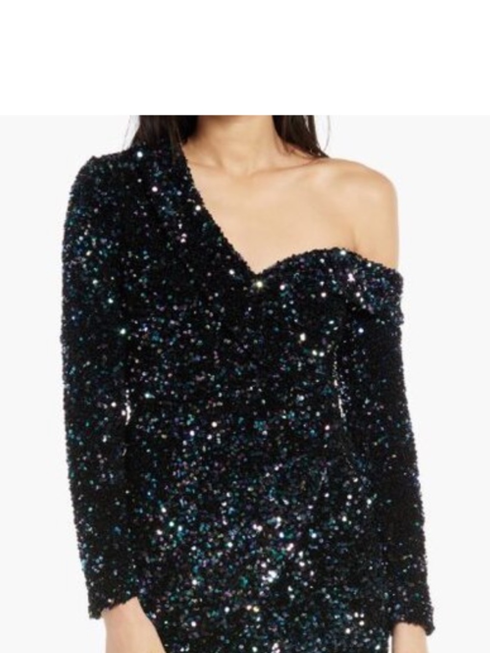 Lavish Alice cluster velvet sequin One-Shoulder Sequin Midi Dress size 10